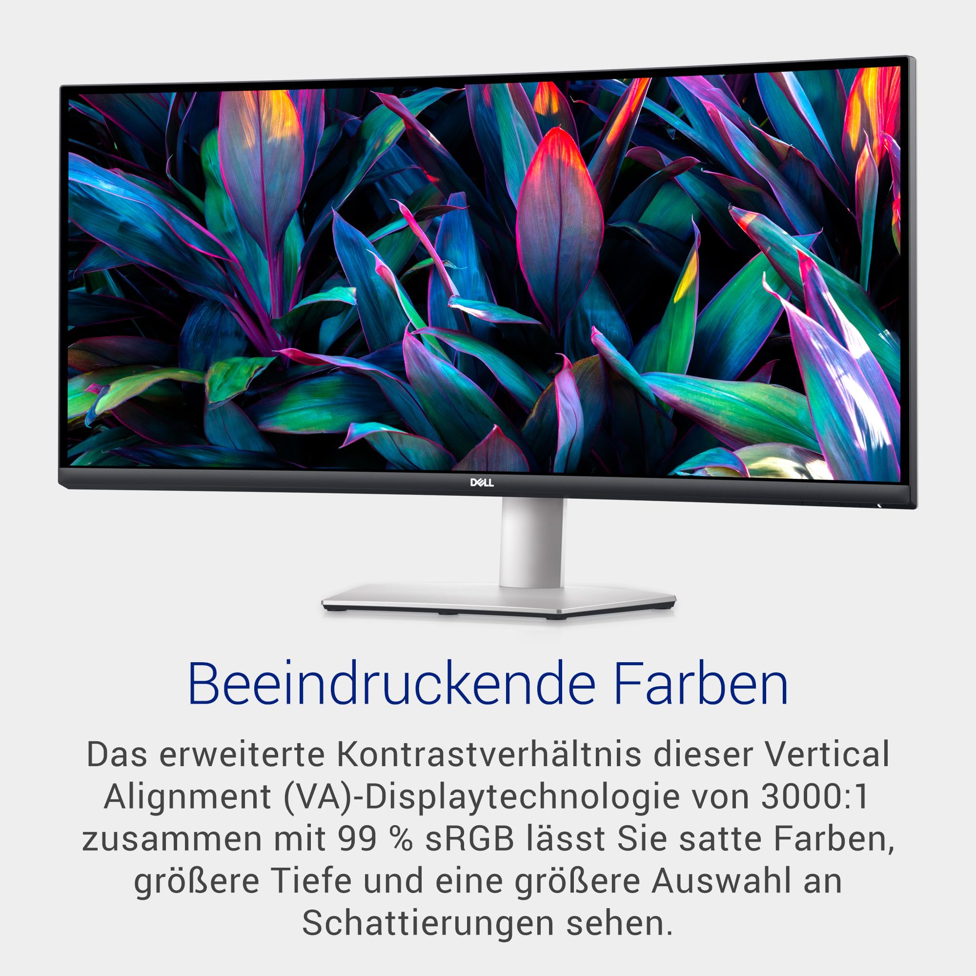 Dell S3423DWC USB-C 34 Zoll WQHD (3440x1440) 21:9 1800R Curved Monitor, 100Hz, VA, 4ms, AMD FreeSync, 99% sRGB, Eingebaute Lautsprecher, USB-C, 2x HDMI, 3x USB, 3 Jahre Garantie