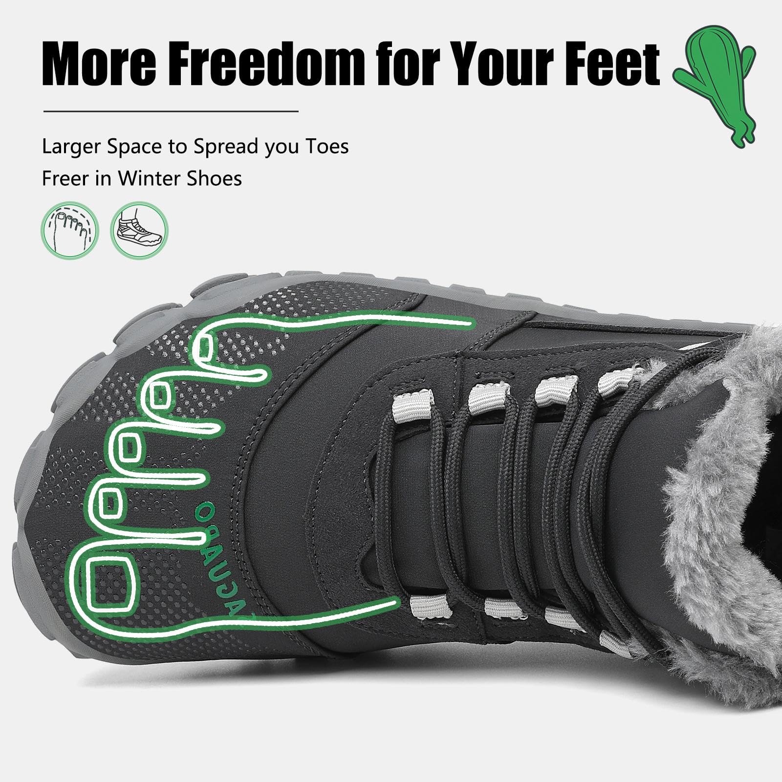 SAGUARO Barefoot Stivali Invernali Impermeabile Uomo Caldo Scarpe Inverno Donna Trekking Sneaker Outdoor Impermeabile