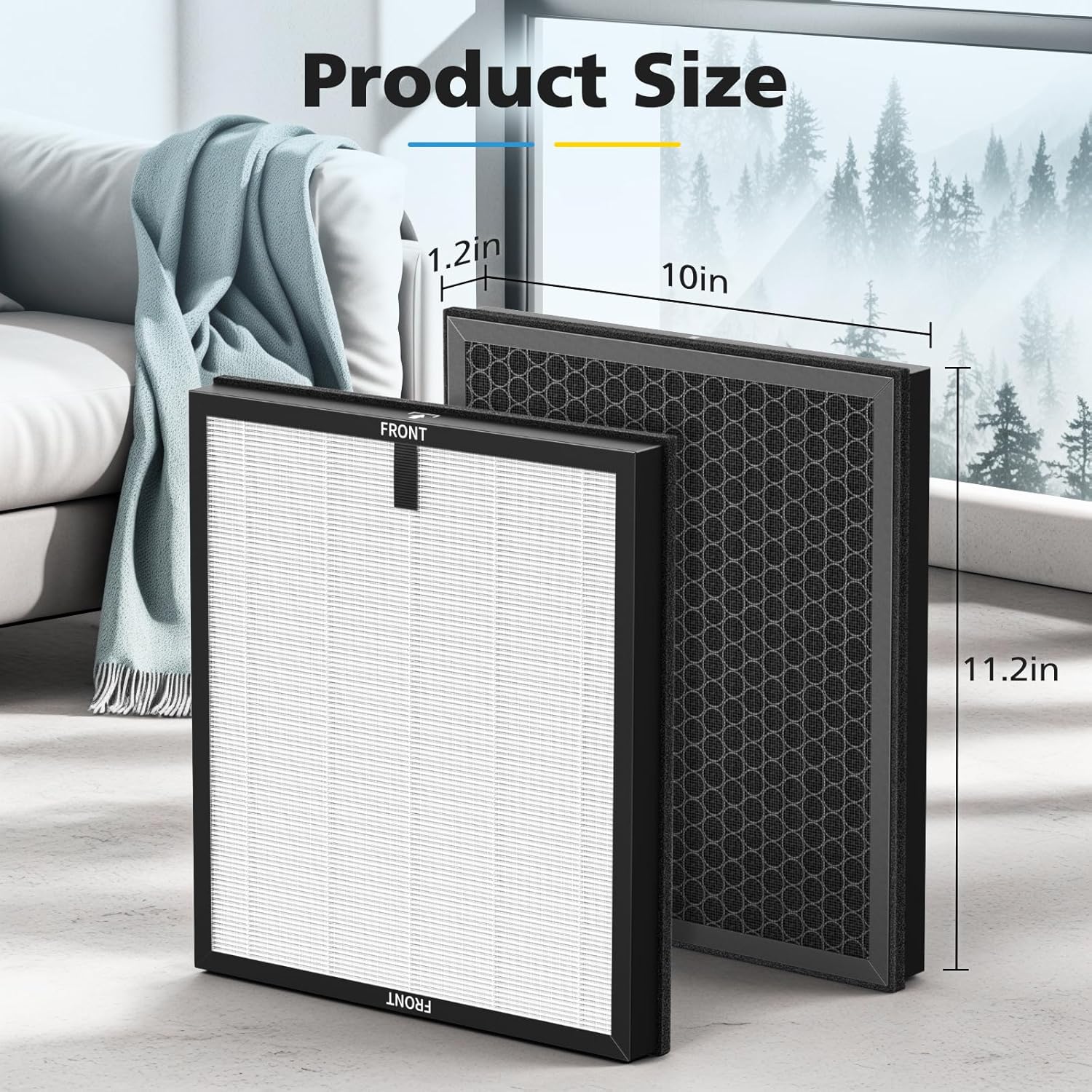 2 Pack F1 Replacement Filter for AMEIFU F1 Air Purifier, Double-Sided Air Purifier Filter for Home Large Room Up to 2200 Sq Ft, H13 True HEPA and Activated Carbon, Replace Part #‎F1F