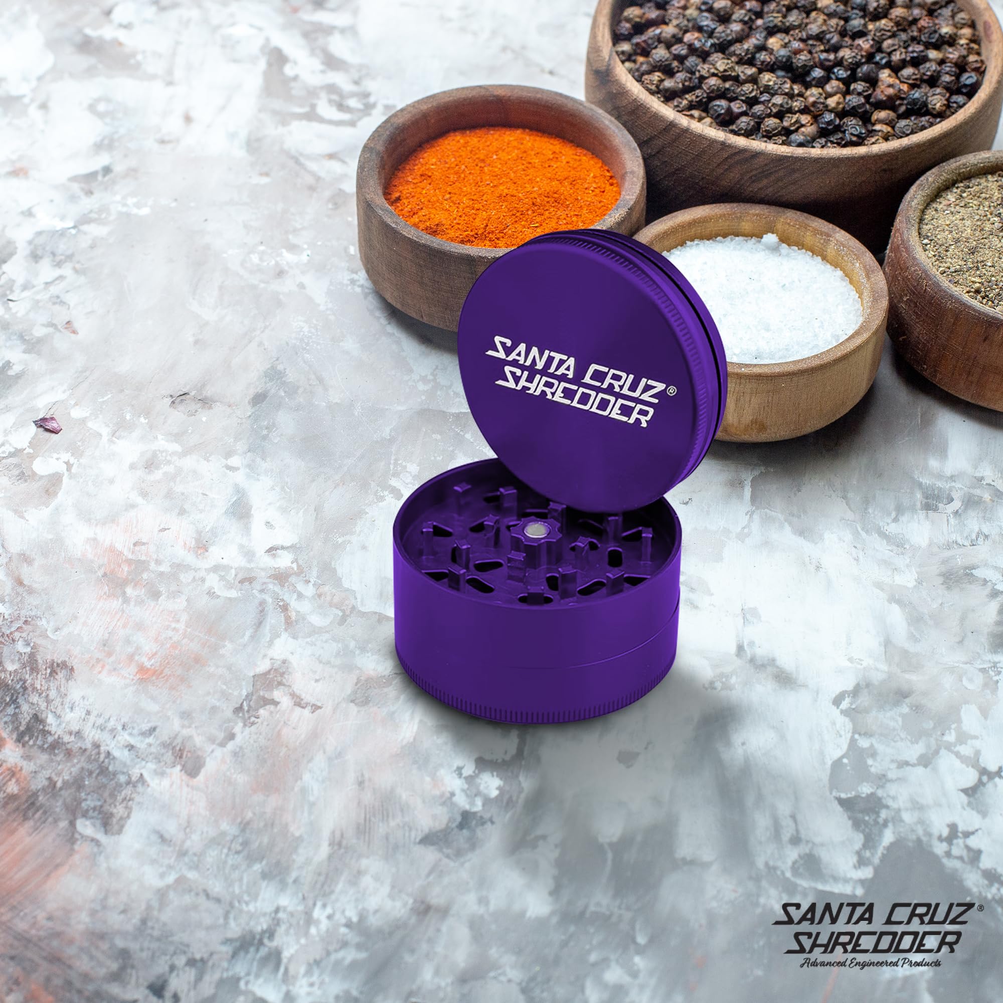 Santa Cruz Shredder Herb and Spice Grinder Made in USA (Large (2.7 Inch), Purple)
