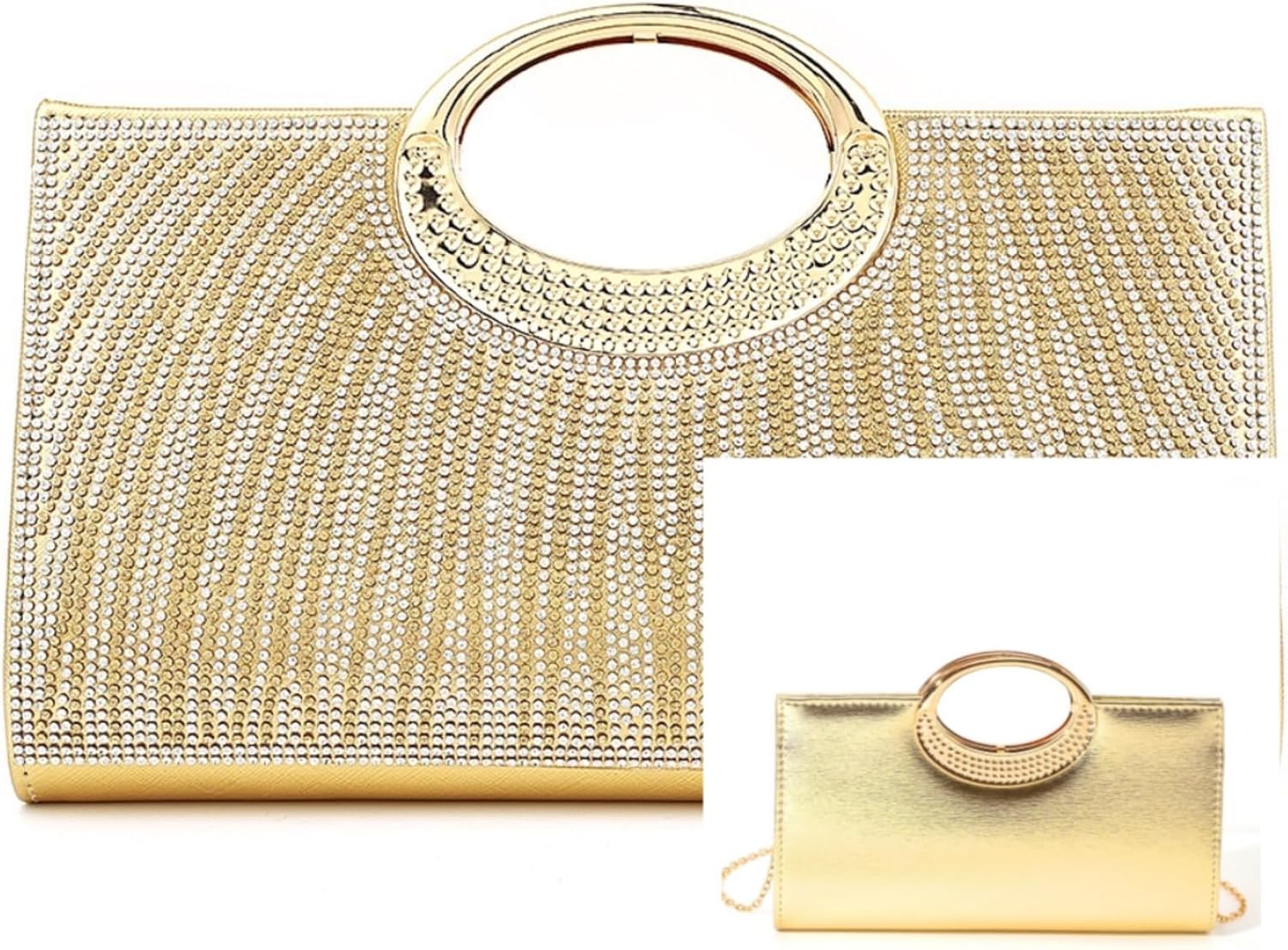 Women's Elegant Crystal Evening Handbag Glitter Top Handle Evening Purse Clutch Wedding Shoulder Bag Small Square Bag