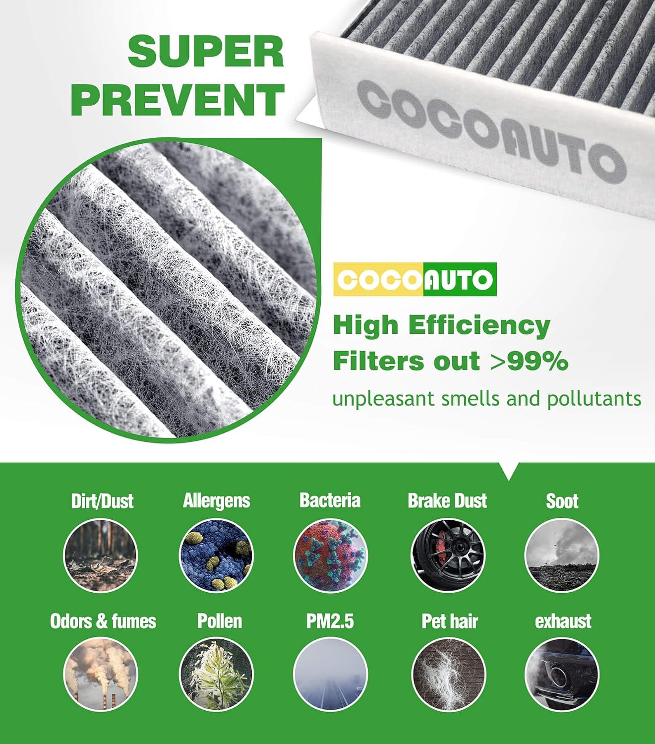 COCOAUTO Engine & Cabin Air Filter Kit for Traverse Blazer (2018–2026), Acadia (2017–2026), XT5 XT6 (2017-2026), Enclave (2018-2026), Replaces OE 23321606, CA12166, A3212C, 13508023