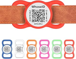 WhoseID QR Code Dog Tag with NFC, Personalized Pet ID Tag, Silent Silicone Dog ID Tag, Modifiable Pet Online Profile, Multiple Emergency Contact, Scan QR Code Send GPS Location Email (Regular Red)