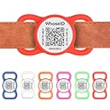 WhoseID QR Code Dog Tag with NFC, Personalized Pet ID Tag, Silent Silicone Dog ID Tag, Modifiable Pet Online Profile, Multiple Emergency Contact, Scan QR Code Send GPS Location Email (Small, Red)