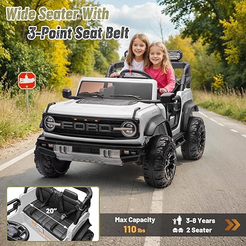 Miniatura 8 de SEGMART Dodge Charger - Auto de juguete para niños de 12 V, auto eléctrico para niños con batería grande de 7 AH y control remoto, auto para niños
