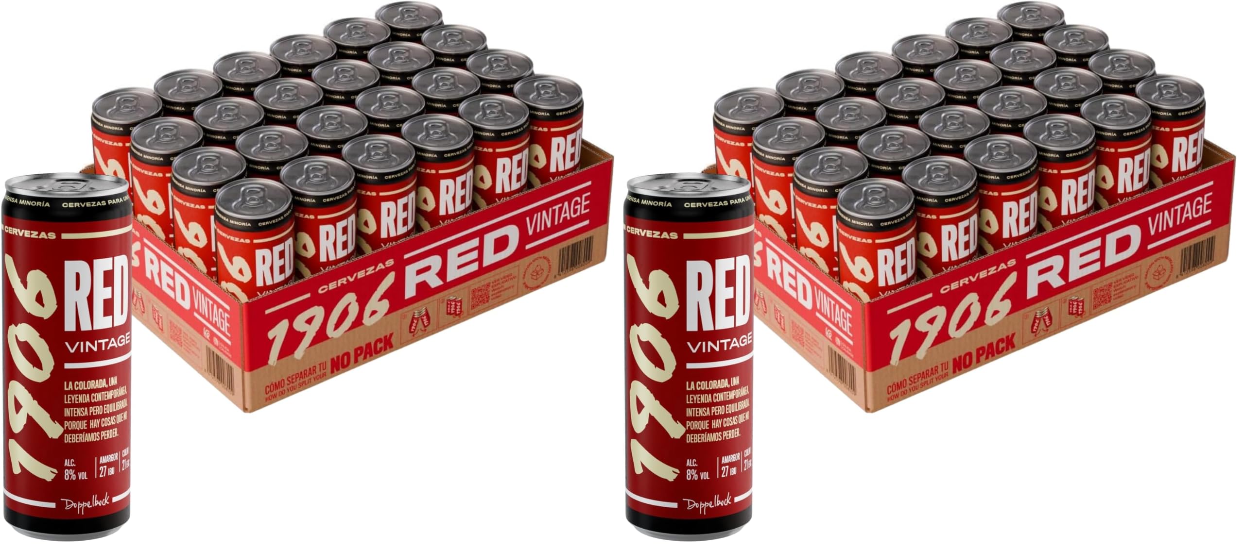 1906 - Red Vintage, Cerveza Lager Extra, 24 Latas x 33 cl (Paquete de 2)