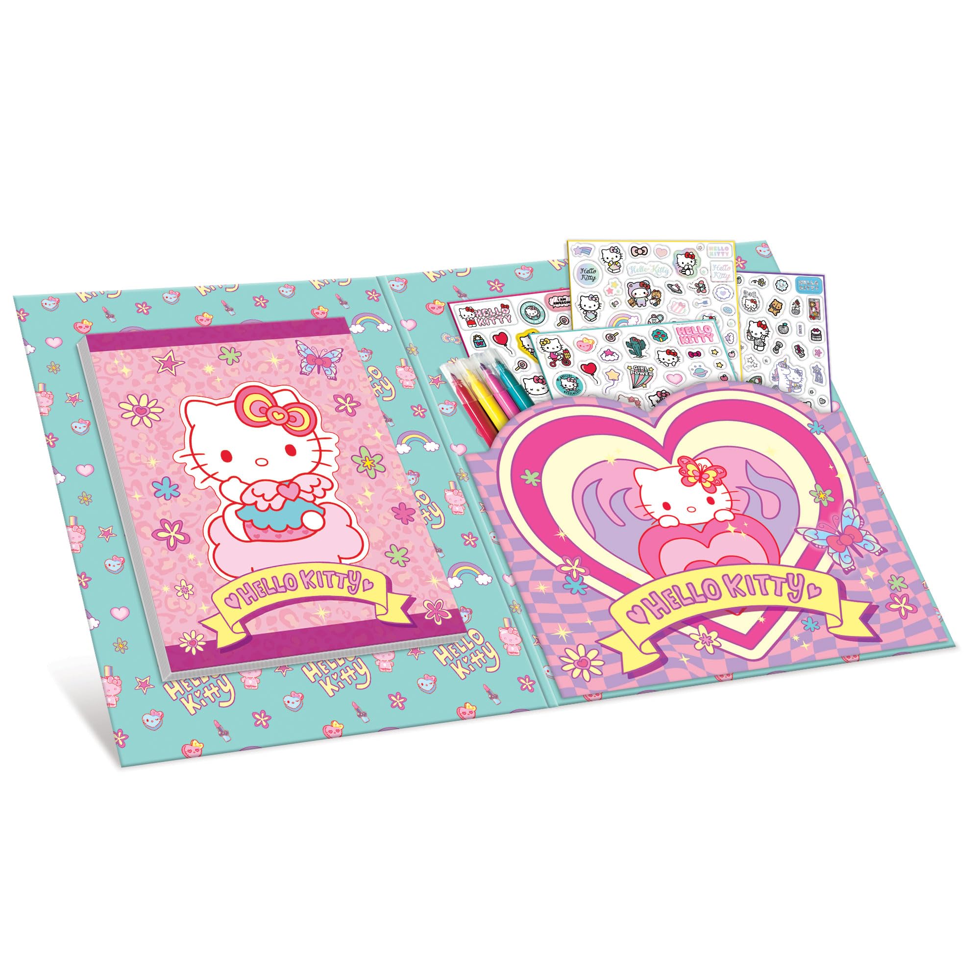 Lisciani, HELLO KITTY AND FRIENDS, Sticker And Coloring Book For Kids Ages 5+, Creative Set including 20 Pages, 200 Puffy - Image 2