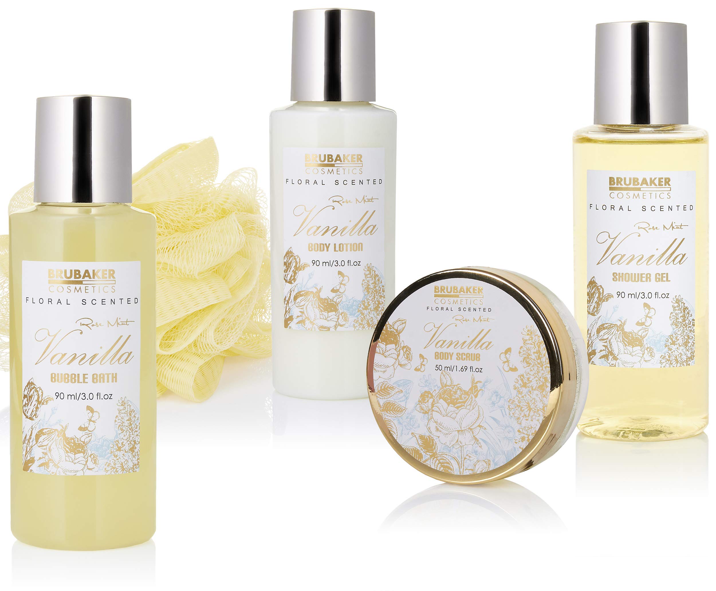 BRUBAKER Cosmetics Set de Cuidado 2 en 1 - Grande 15 piezas Kit de Bienestar - Set de Ducha y Baño para Mujer - Regalo de Belleza con Gabinete de Madera Deco - Vainilla Rosa Menta — view 5