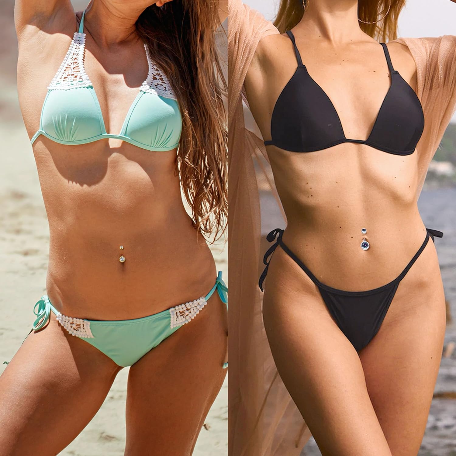 2PCS 14G Surgical Steel Belly Button Rings for Women Round CZ Navel Ring Long Belly Rings Belly Piercing Jewelry 6-16MM - Image 6