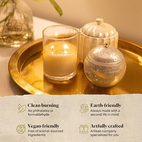 Vista 9 de Paddywax - Vela de cristal perfumada Mom's Garden, vela de cera de dos mechas, parte de la colección Clarity, aroma de flores cítricas, mezcla