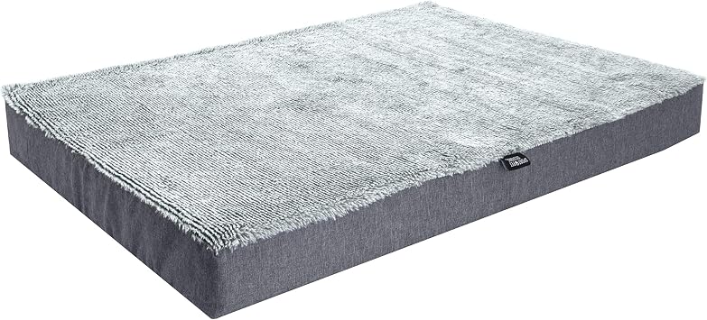 SportPet Designs Deluxe Dog Mattress, Water-Resistant Liner Pet Bed, Reversible, Top Memory Foam - Large, Gray CM-10060-CS01