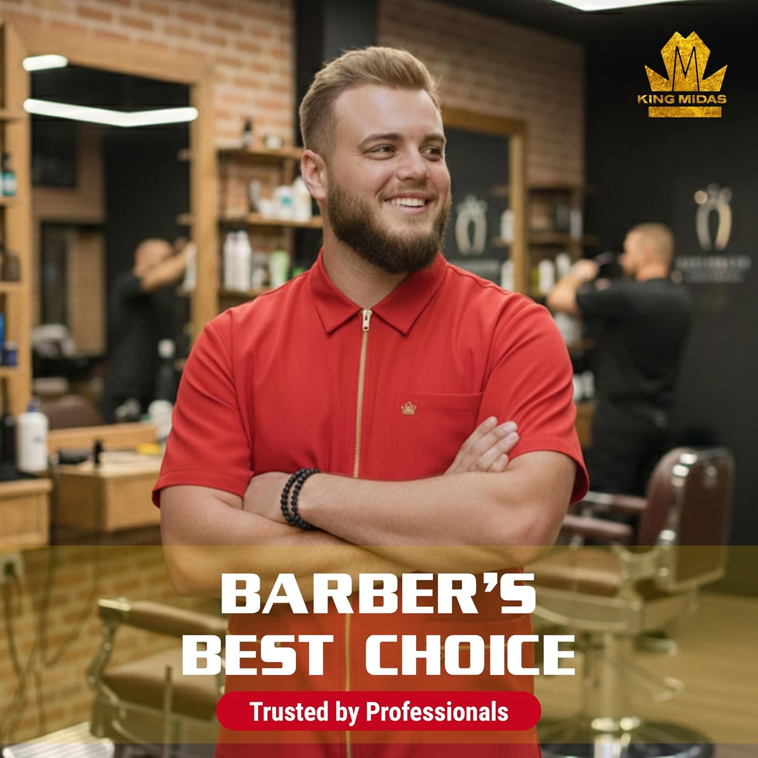 King Midas Professional Barber Jacket for Men - Ultra Lightweight Short Sleeve Barber Smock