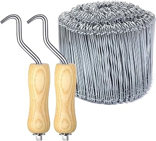 Therwen 1002pcs Rebar Tie Wire Set: 1000x 6" 16 Gauge Double Loop Ties + 2 Wooden Grip Twisters for Concrete Steel Reinforcement