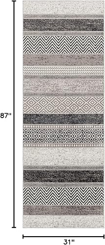 Miniatura 2 de Artistic Weavers Lavadora - Alfombra abstracta lavable a máquina, 2 pies 7 pulgadas x 7 pies 3 pulgadas, gris