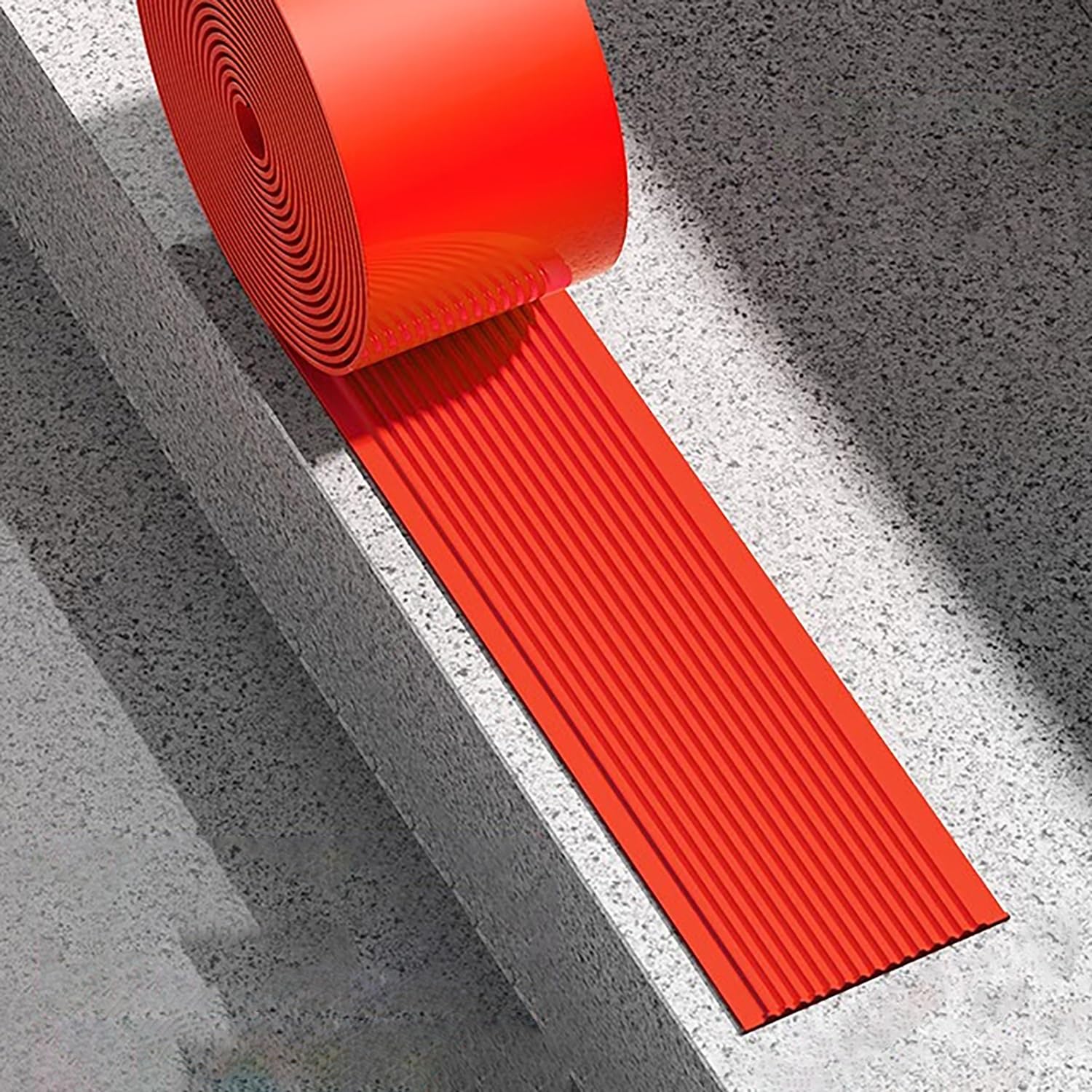 Cinta De Seguridad Autoadhesiva Antideslizante, Perfiles de borde de peldaño de ángulo de goma de PVC, tira de umbral de escalera de protección de esquina en forma de L(Bright red,5m,3cm)