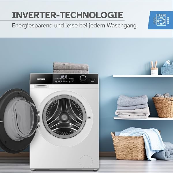 Heinrich´s Waschmaschine, Steam-Funktion, 10kg Mega Kapazität, 15 Programme, 1400 U/min., Aqua-Stop, LED-Display, Endzeitvorwahl, mit Kindersicherung, langlebiger und leiser Inverter Motor,Weiß - 3