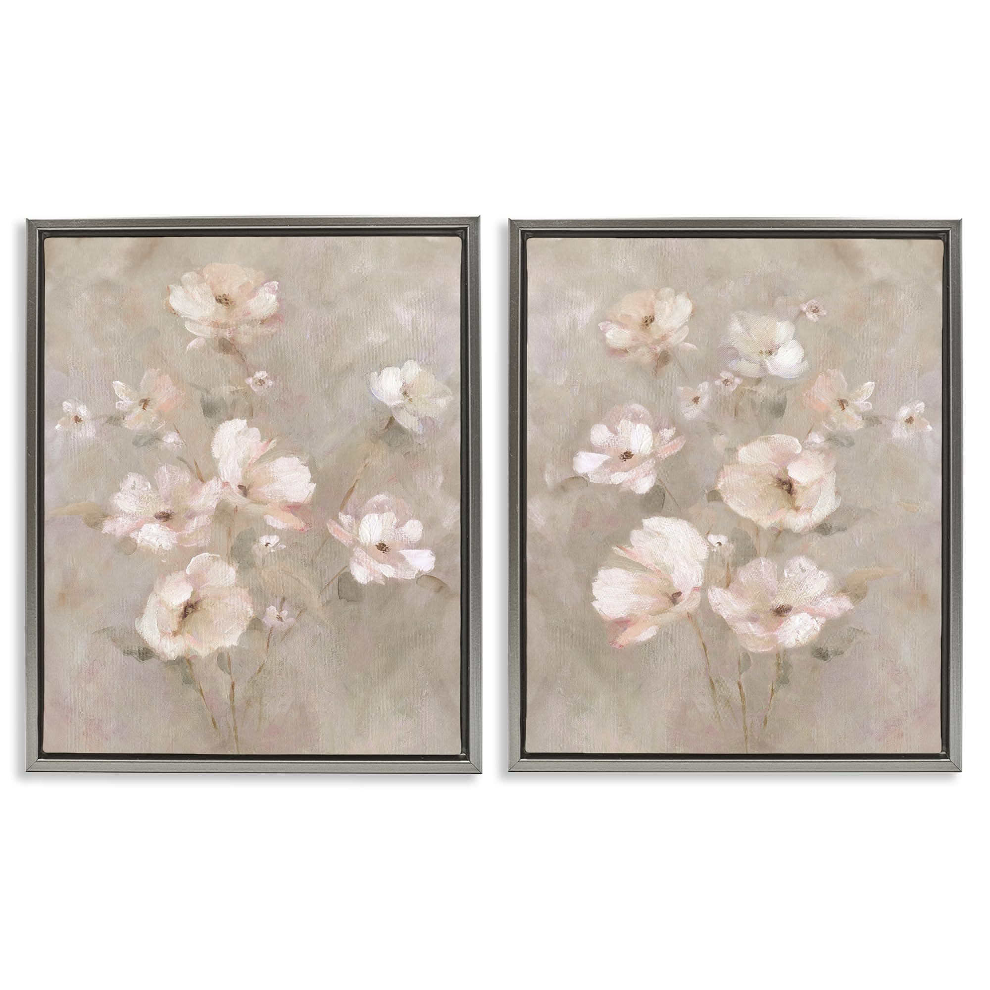 Stupell Industries Blush Cherry Blossom Bouquet_v1 'Arranged Blush Blossoms', 2Pc Floating Frame Art Set 2, Gray, 25 X 31 Inches, Easy To Hang And Sturdy, Made In Usa, By Carol Robinson