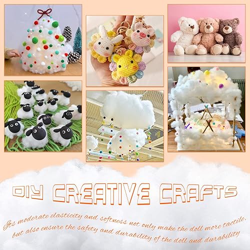 Miniatura 6 de Relleno de fibra de 10.58 onzas (10.58 oz), relleno para animales de peluche, fibra de poliéster reciclada de alta resistencia, relleno de almohada