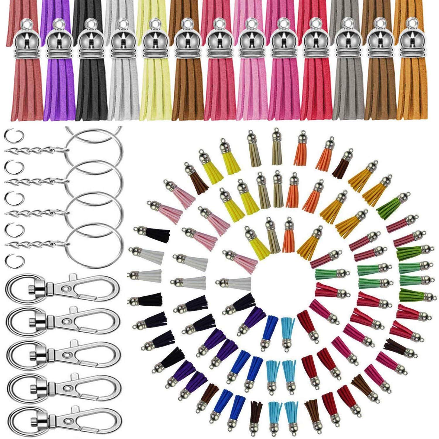 DIY Crafts 12 Pcs Set, Equal Ratio Tassel Keychain Jump Ring, Tassels for Keychain Tassel Set Including Tassels, Lobster Clasp Keychain & Rings Bul (12 Pcs Set, Equal Ratio Tassel Keychain Jump Ring)