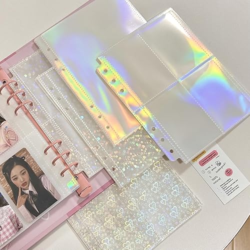 Miniatura 2 de Juego de 10 fundas interiores láser para tarjetas fotográficas Kpop, juego de libros A5, carpeta de tarjetas fotográficas de 6 anillas, (10 fundas