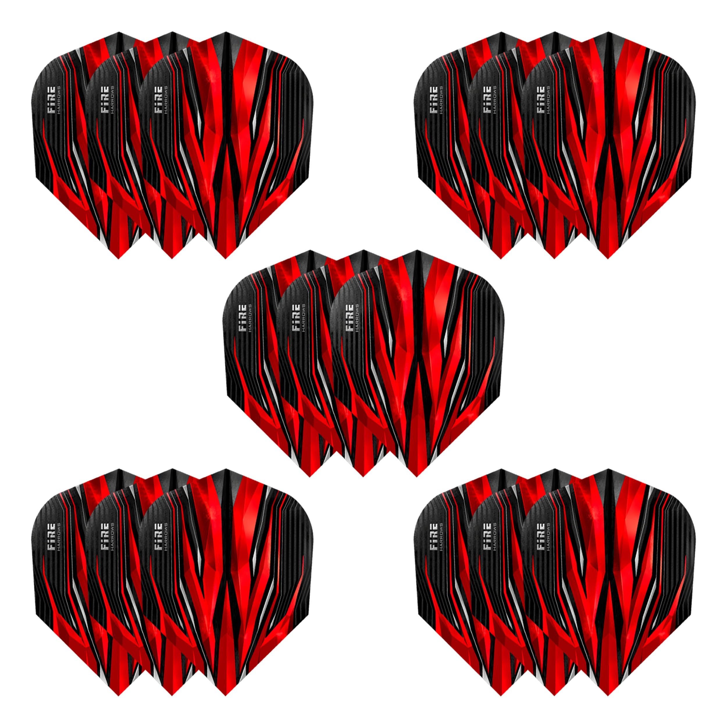 Harrows Fire Dart Flights | 5 x Sets Dart Flights (15 Flights insgesamt) | 100 Mikron Dart Flights | Premium Extra Stark, hergestellt in Großbritannien | Professionelles Dart Zubehör | Rote Dart