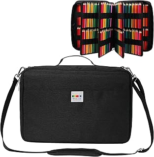 Estuche con gran capacidad para 480 lápices de colores, resistente al agua, organizador de artículos de papelería, para artistas, pinceles, rotuladores finos, resaltadores, regalo, Negro ,