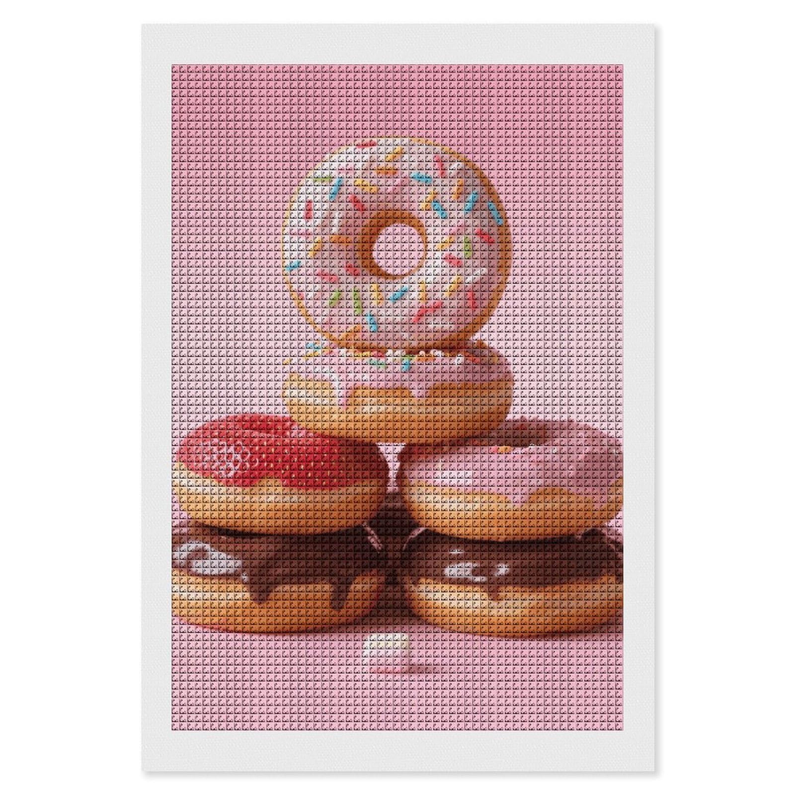 FodPand Donuts 5D Diamond Painting Kits for Adults Beginners Full Drill Square Diamond Dots Pictures Gem Art Supplies for Home Wall Room Decoration DIY Craft Set Gift 8x12