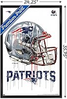 Vista 3 de Trends International NFL New England Patriots - Póster de pared con casco de goteo 20, 22.375 x 34 pulgadas, versión enmarcada negra