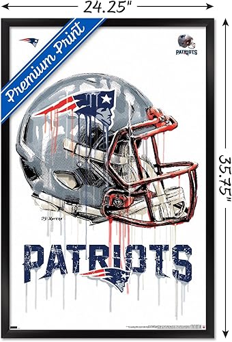 Miniatura 3 de Trends International NFL New England Patriots - Póster de pared con casco de goteo 20, 22.375 x 34 pulgadas, versión enmarcada negra Versión