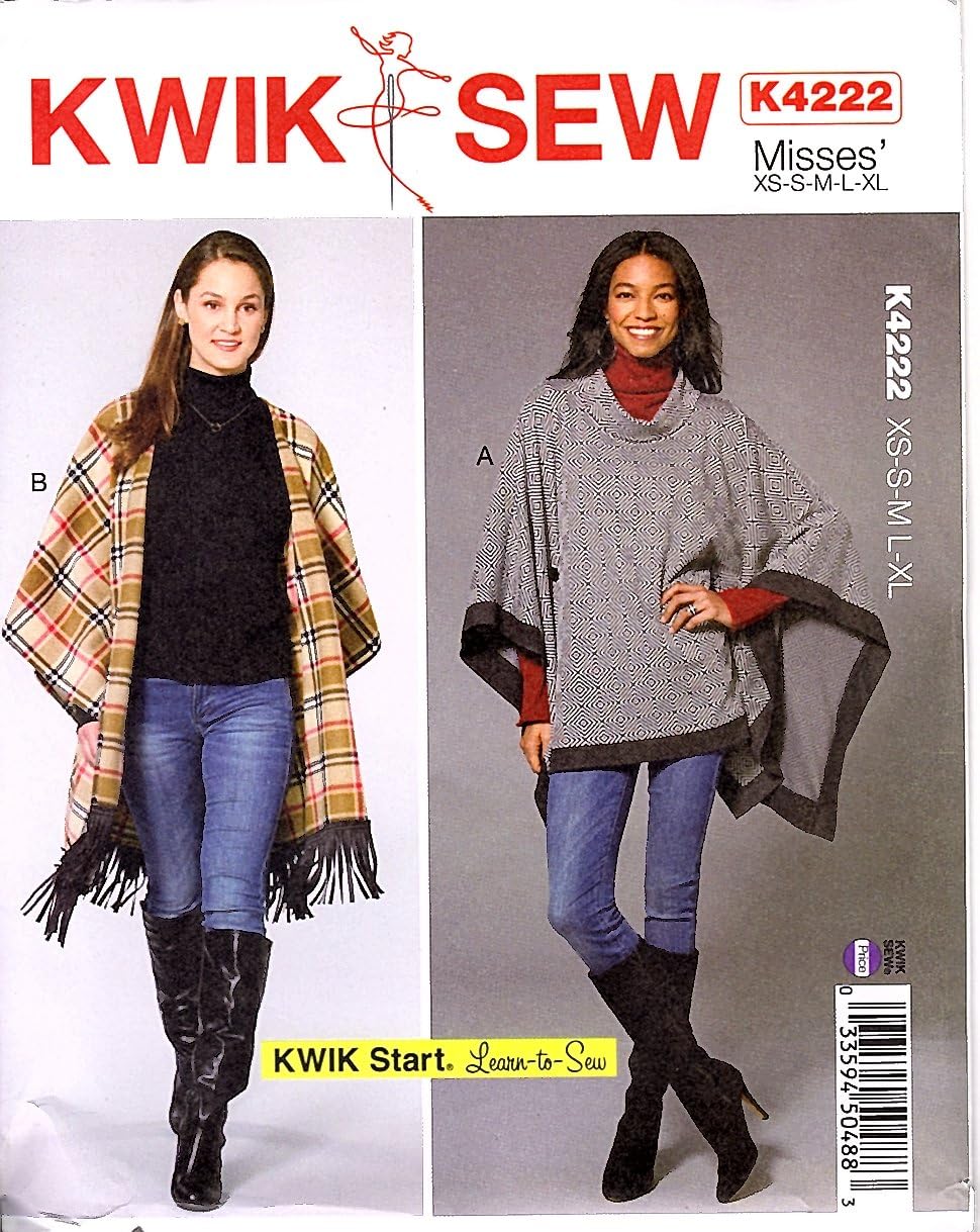KWIK-SEW PATTERNS Kwik Sew K4222OS Misses Poncho, Tissue, Multi-Colour, 17 x 0.5 x 22 cm