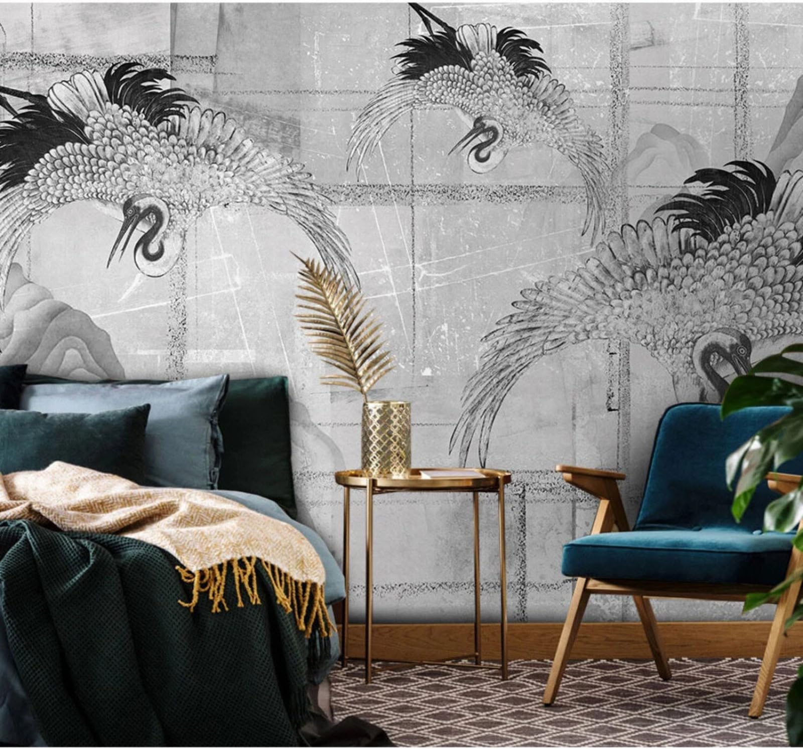 Wallpaper-3D-Xlm 250Cm×170Cm(B×H) Retro Hand Drawn Black And White Birds In Flight Art 3D Wallpaper Easy Install Feature Office Living Room Sofa Bedroom Tv Background Wall Decoration-250Cm×170Cm