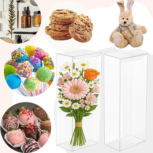 Miniatura 4 de VGOODALL 30 cajas transparentes de recuerdo, 8.2 x 2.75 x 2.2 pulgadas, cajas de cubo transparentes para galletas, macarrones, bodas, despedidas de