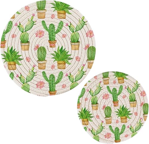 Salvamanteles de flores y cactus para ollas y sartenes calientes, resistentes al calor, resistente al desgaste, tapete para placa caliente para
