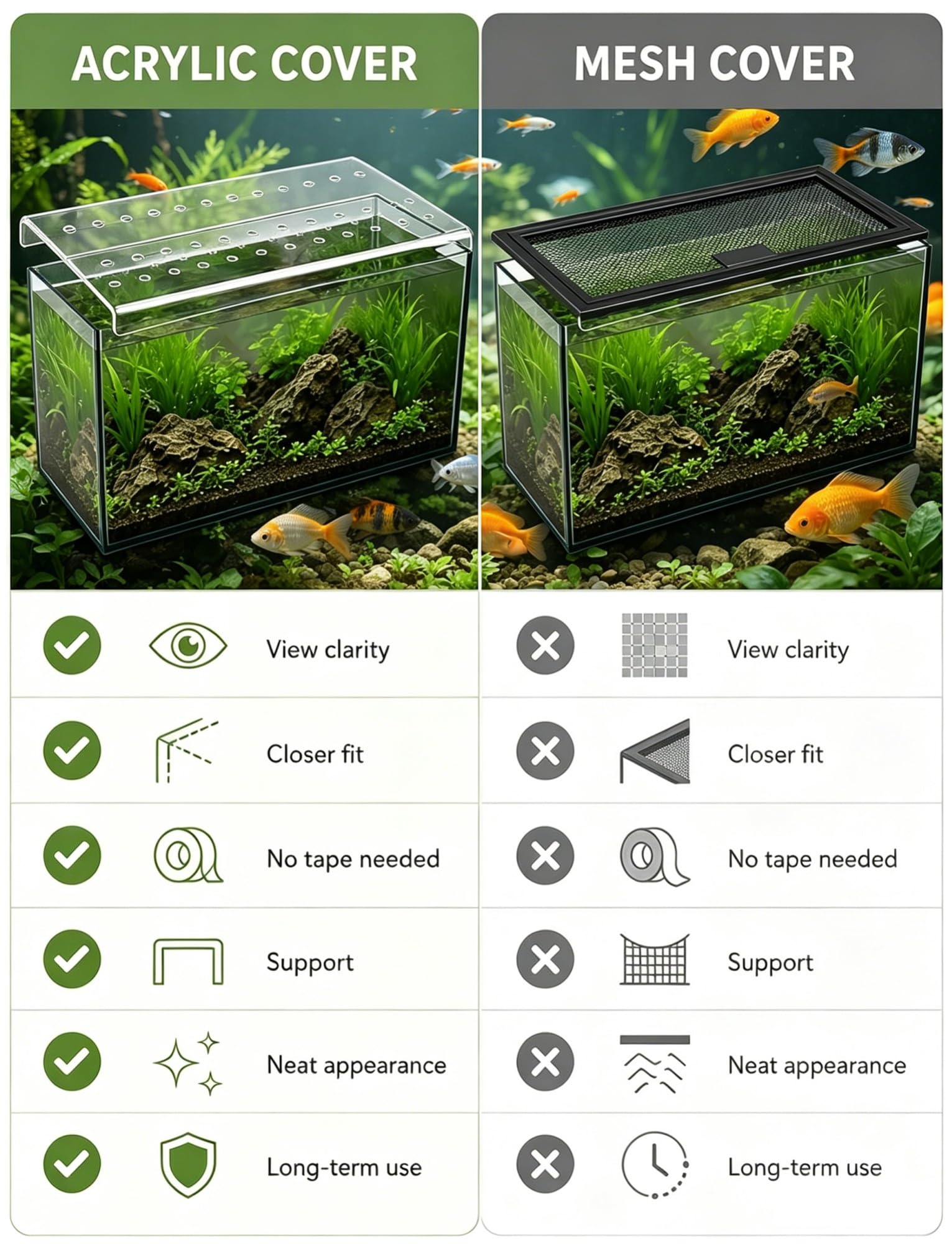 Couvercle d'aquarium 18x8 20x10 28x18 32x14 pouces, couvercle d'aquarium en acrylique transparent épais de 4mm, couvercle d'aquarium anti-saut découpable, différentes tailles(19.7x11.8in/50x30cm)