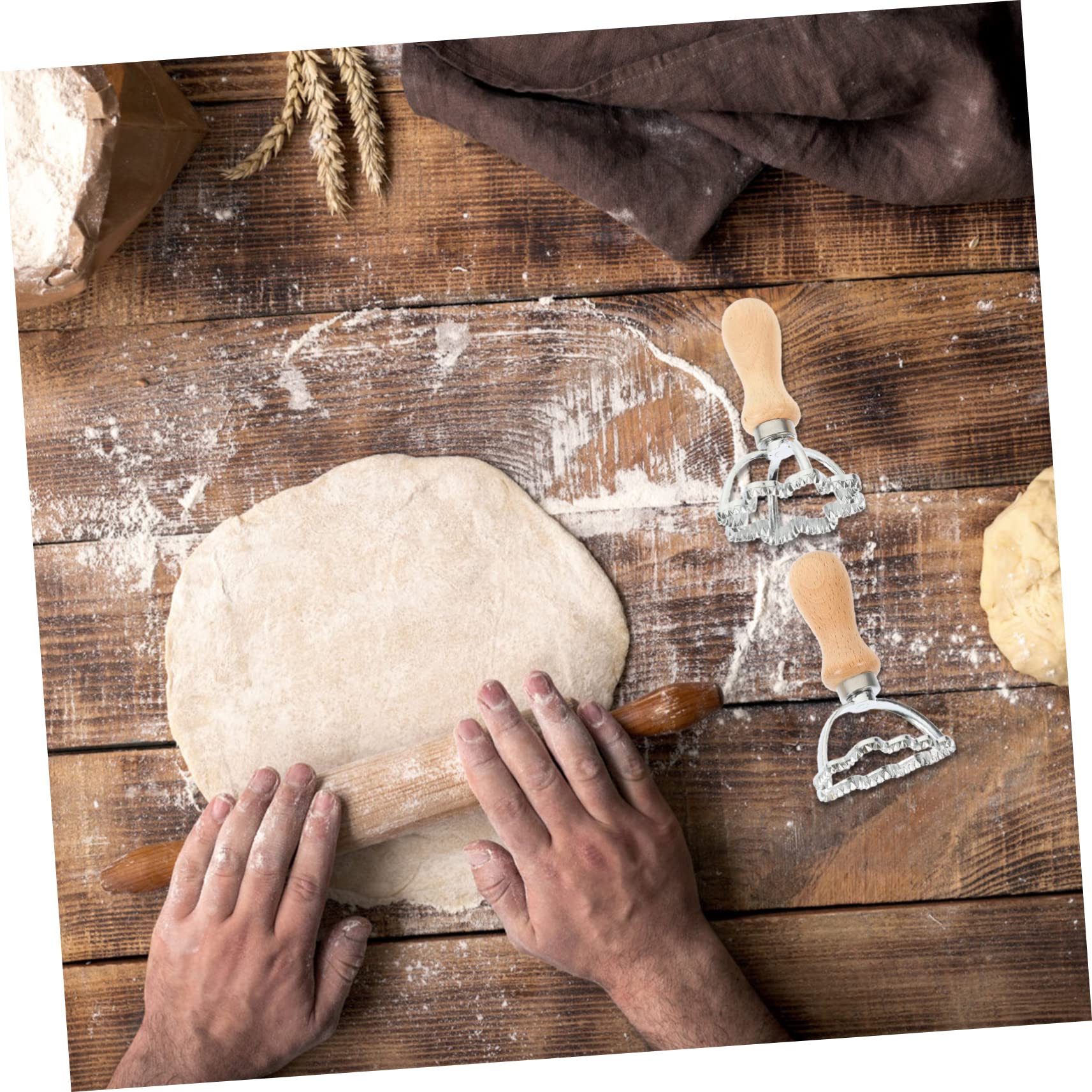 5 Sätze Knödel Haut Prägeform Keksschneider Backen Nudelmaschine Ausstechform Teigschneider Ausstecher Für Knete Multifunktions-keksausstecher Küchenversorgung Holz 2 Stück * 5 MAGICLULU