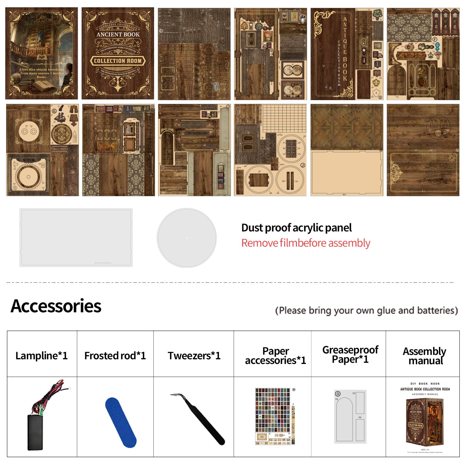 MAKEASY Book Nook de Madera, Kit de Casas Miniaturas para Montar para Construir Maqueta Libreria 3D, Decoración para Estantería de Biblioteca, Regalo Creativo - Librería Antigua