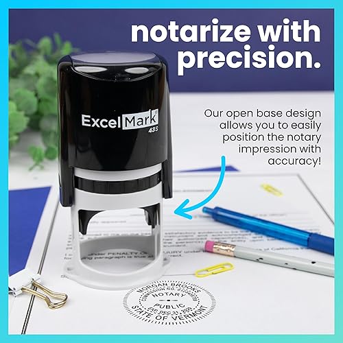 Miniatura 7 de Sello notario redondo para el estado de Wisconsin, sello autoentintado, cuenta con la almohadilla de tinta ExcelMark de doble cara para una vida