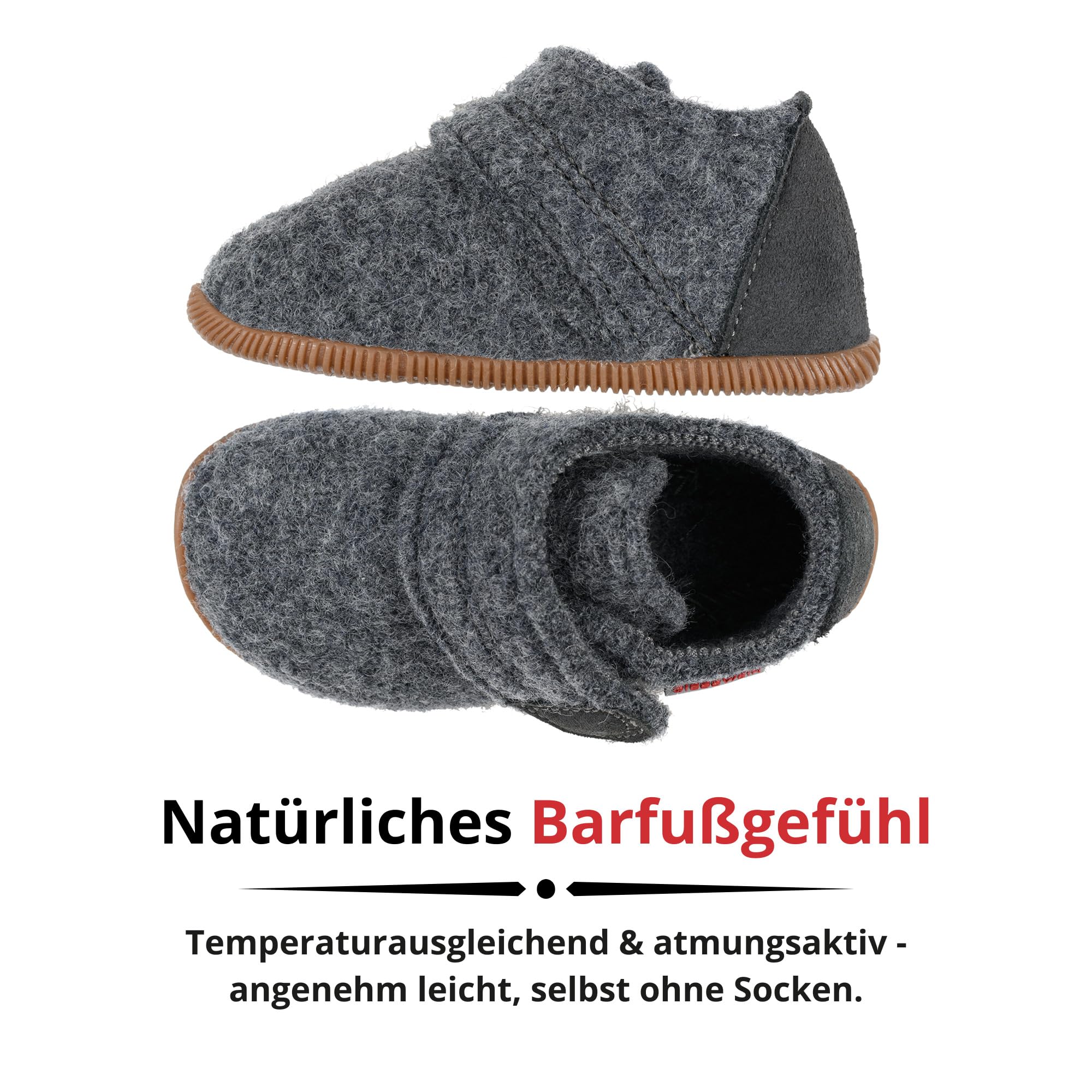 Giesswein Pantofole per bambini - Pantofole morbide in feltro, slim fit