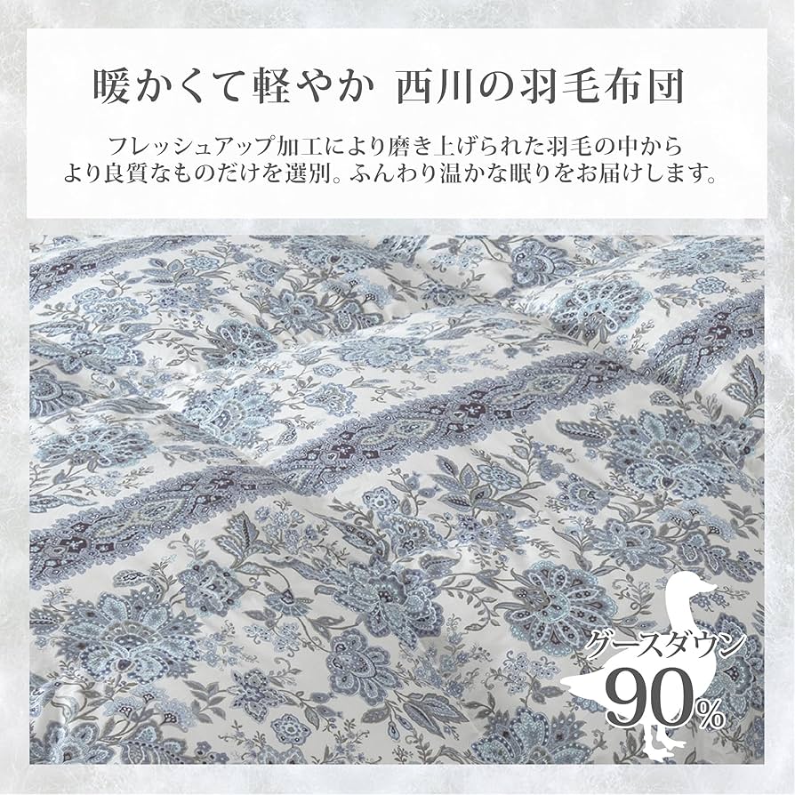西川　ホワイトグースダウン　羽毛布団　シングル 西川プレミアム 羽毛肌掛けふとん[グース][「おひさまの羽毛