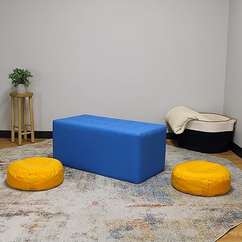 Miniatura 5 de Factory Direct Partners Banco otomano rectangular copetudo muebles bellamente tapizados para el hogar moderno, oficina, biblioteca o área de espera