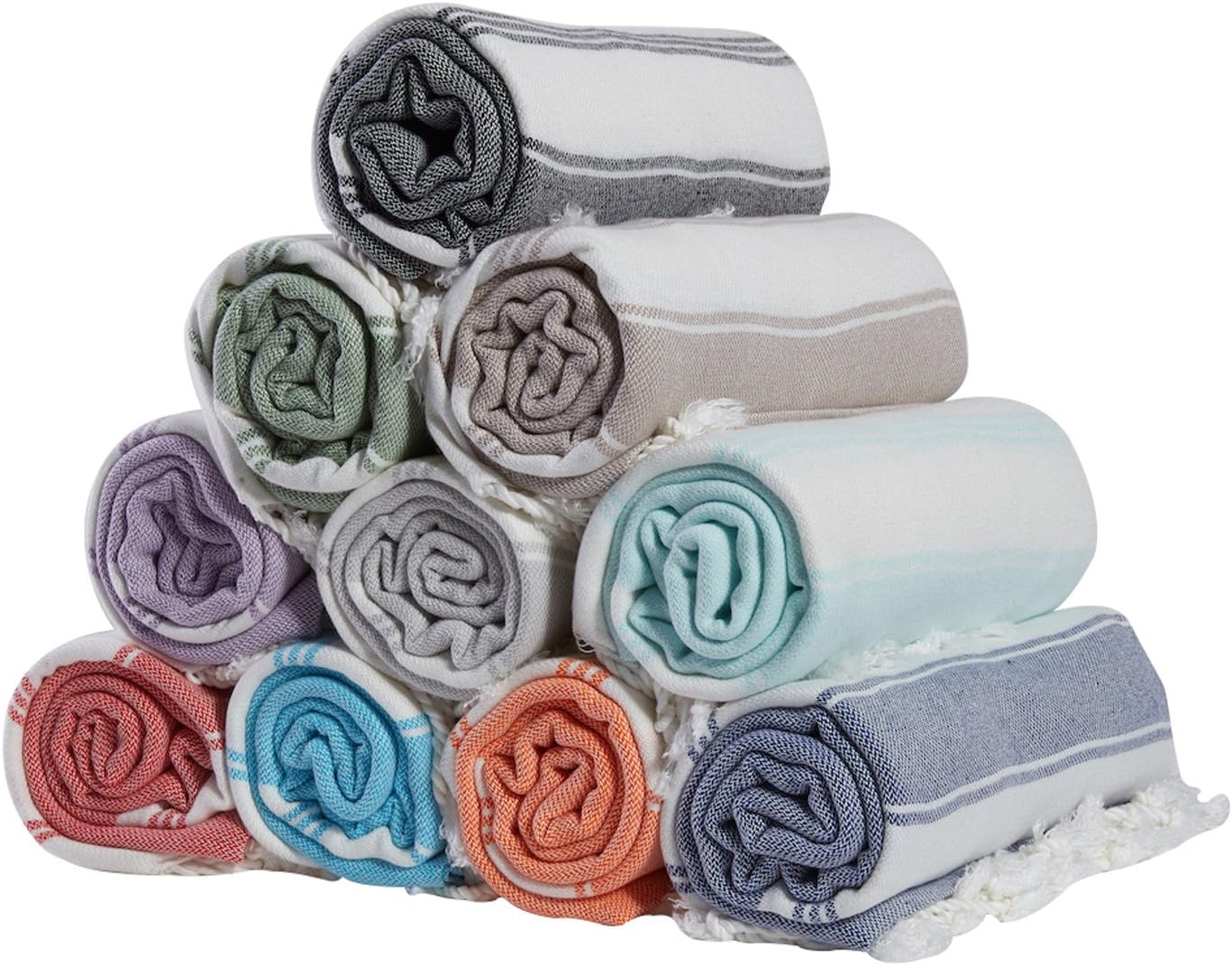 Tatuo 6-Pack Oversized Turkish Cotton Beach Towels - 38x71 Inch, Quick Dry, Sand Free, Lightweight For Travel - View #8