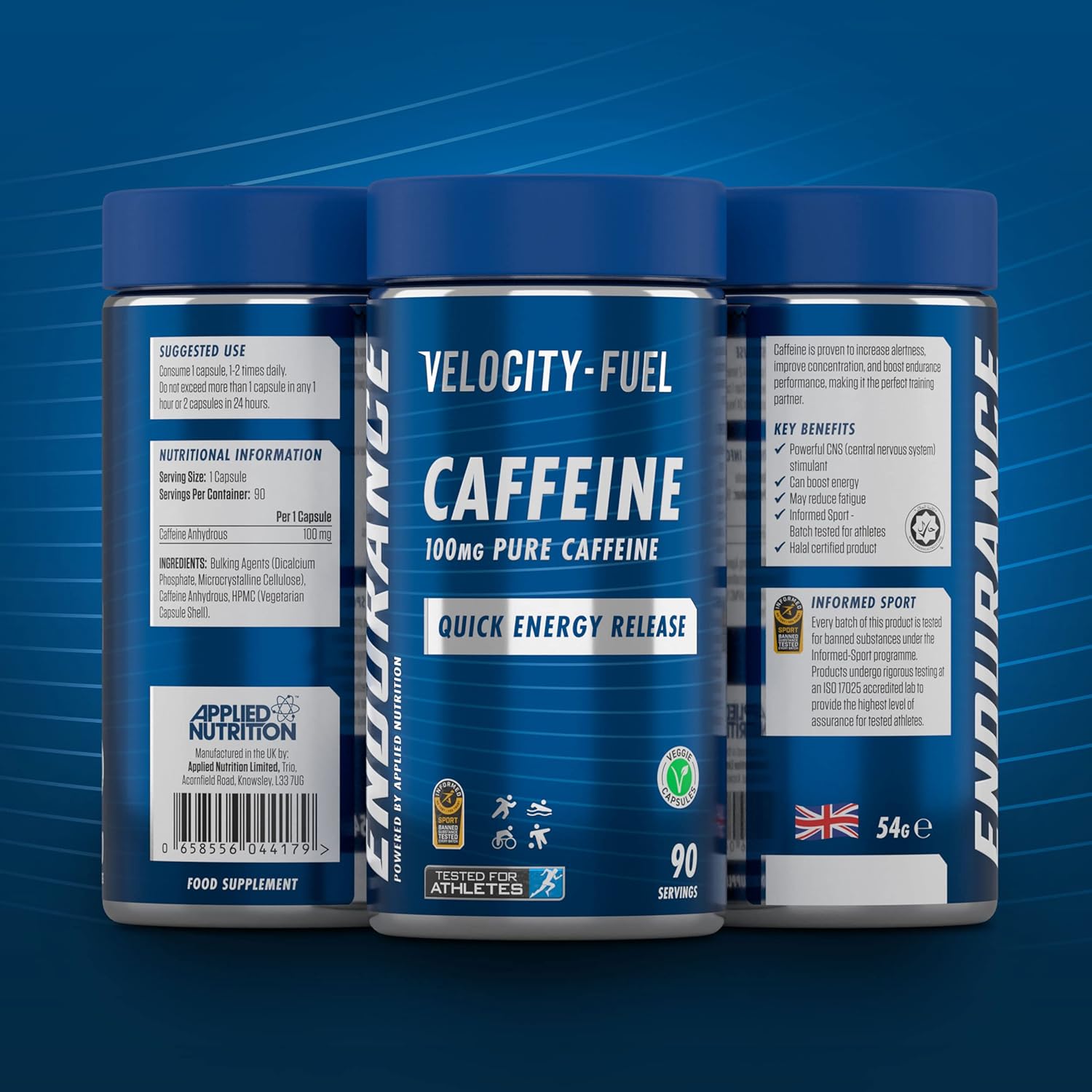 Applied Nutrition Endurance Caffeine Capsules 100mg VelocityFuel