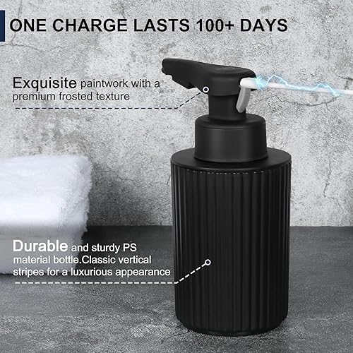 Miniatura 4 de Dispensador automático de jabón líquido sin contacto plástico negro de 9 oz - Dispensador de jabón automático de manos ajustable de 3 niveles
