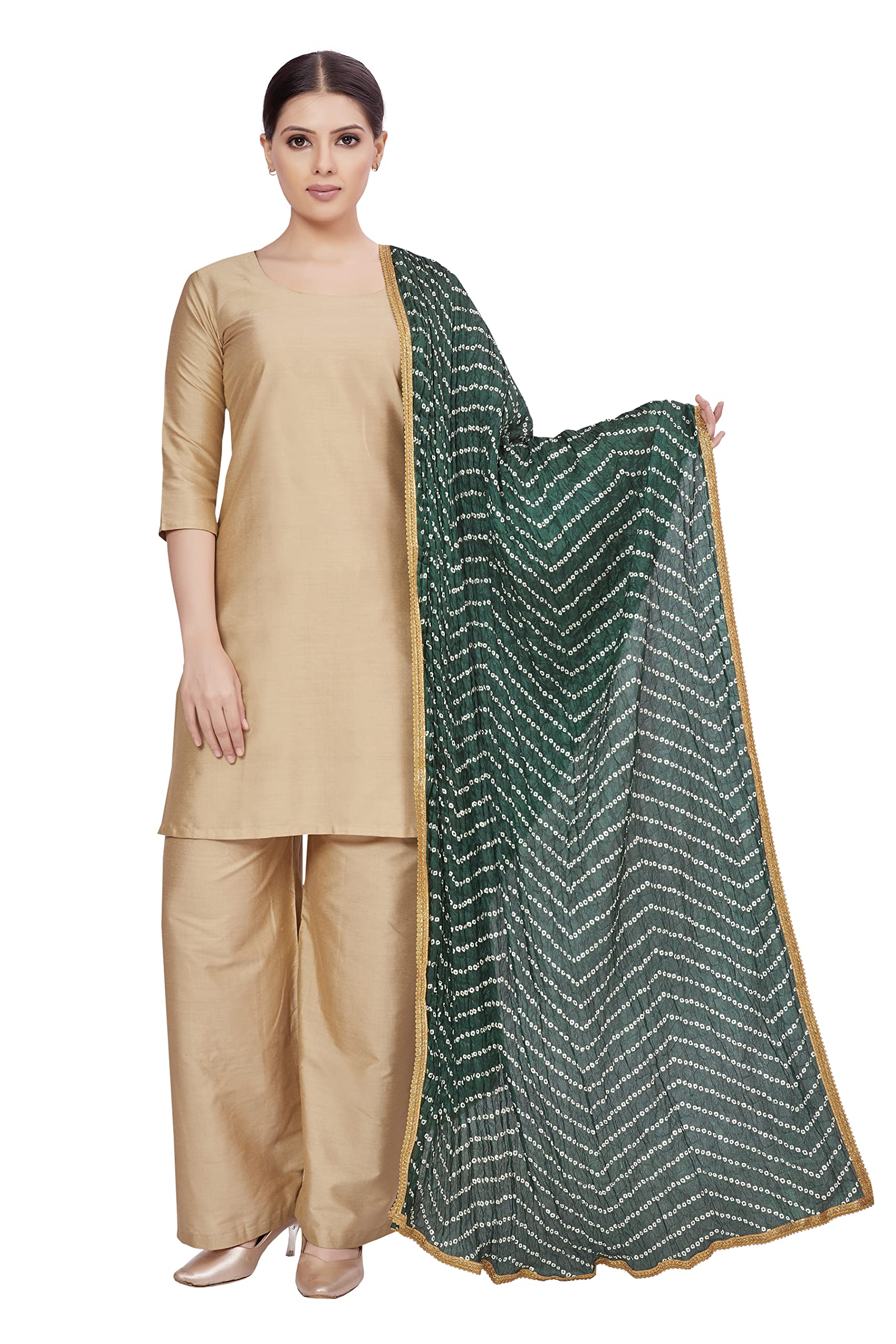 Studio Shringaar Womens Vegan Silk Bandhni Dupatta (42" X 2.5 Meters,Green) (B0C37JGSZT) Amazon Price History, Amazon Price Tracker