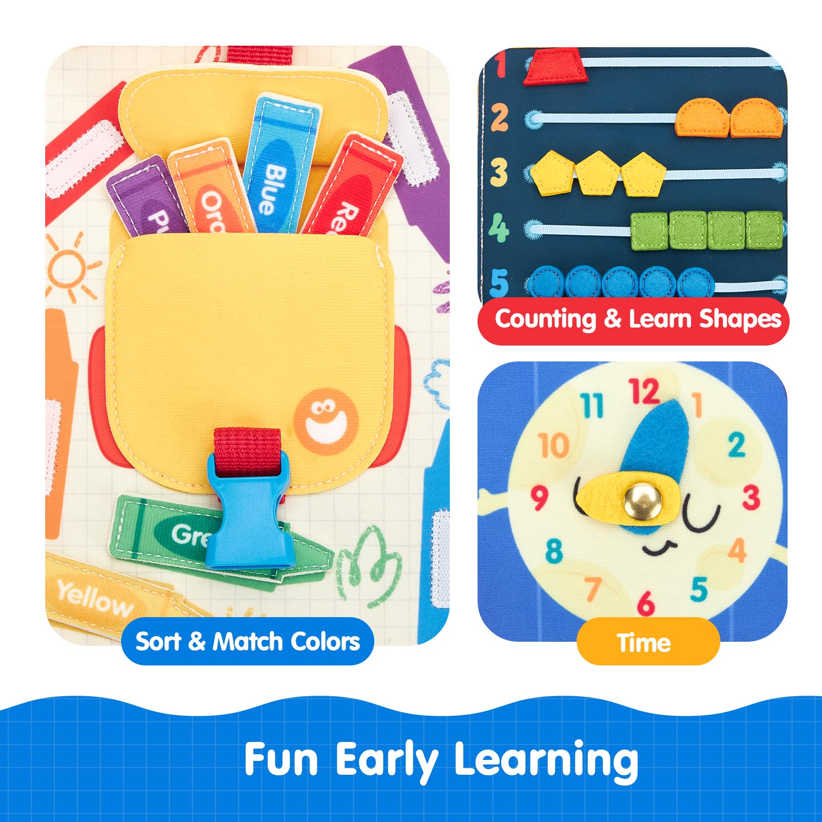 hahaland Preschool Busy Books for Toddlers 2-4 - Montessori Toddler Busy Board for 2 3 Year Old, 20 in 1 Quiet Book Educational Toddler Toys for 1 2 3 Year Old Boy Girls Gifts — view 5