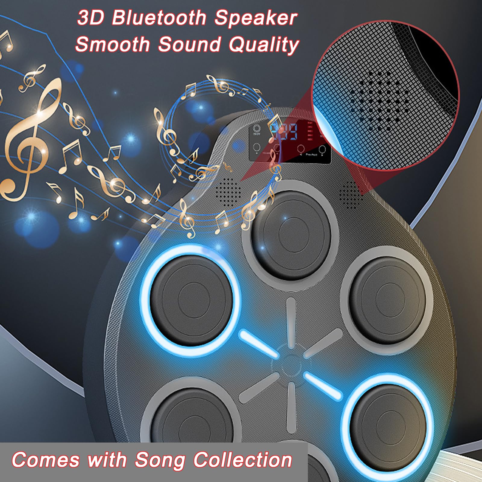 Muzyczna maszyna bokserska dla dorosłych i dzieci, montowany na ścianie cel bokserski, inteligentny odtwarzacz muzyczny Bluetooth, do użytku w pomieszczeniach, siłowni, sali bokserskiej