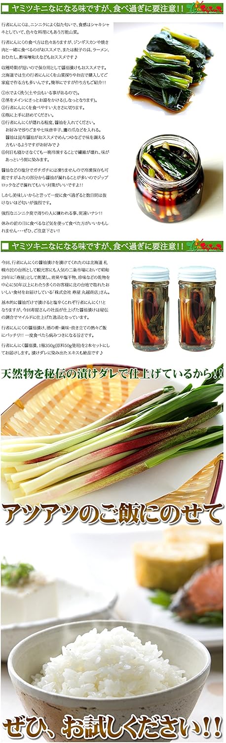 Amazon 北海道産 山菜 天然 行者にんにく 醤油漬け 2本セット 北海道 グルメ お取り寄せ 北のデリシャス 山菜 通販
