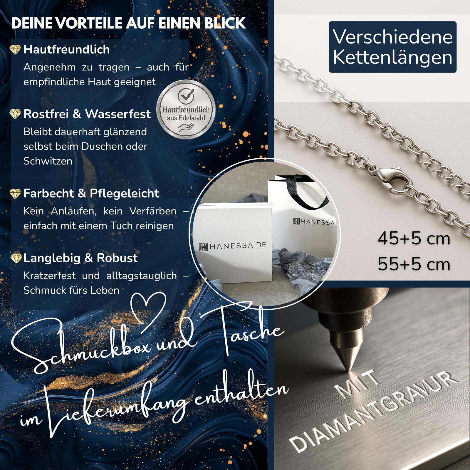 Personalisierte Kette mit Gravur Edelstahl 60 cm mit Anhänger Kreuz Holz - Personalisierte Halskette für Männer und Frauen - Personalisierter Schmuck Damen Herren