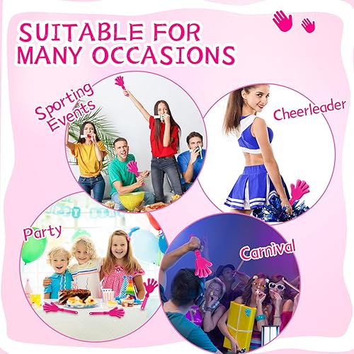 Miniatura 6 de 24 Piezas Aplaudidores de Mano Rosa Intenso de 7.5 Pulgadas Aplaudidores Generadores de Ruido Regalos de Fiesta Aplaudidor de Plástico para Eventos