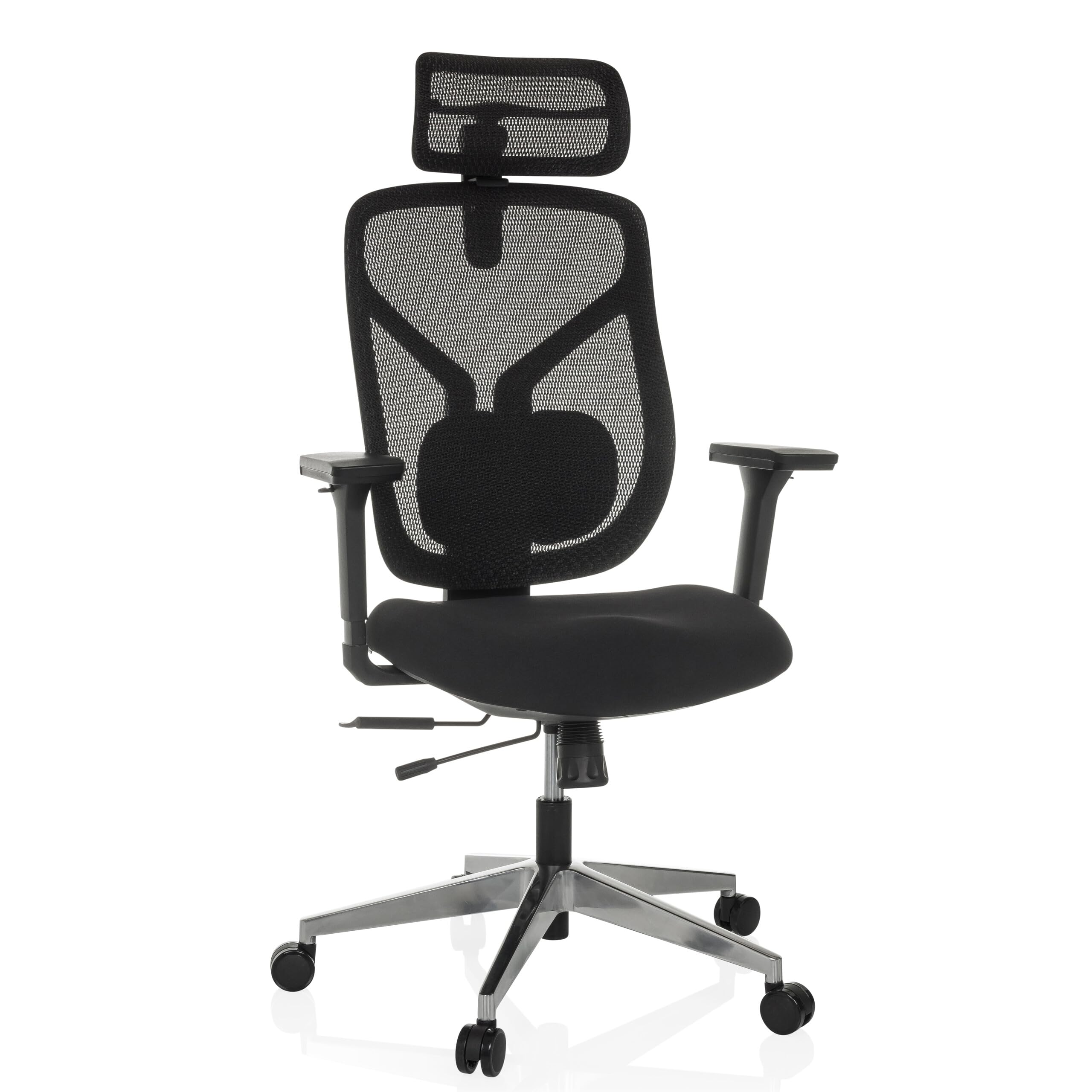 hjh OFFICE Bürostuhl ergonomisch CASSILIS B Netz Drehstuhl, Verstellbare Rückenlehne mit Lendenstütze, Körpergröße bis 220 cm, Schwarz